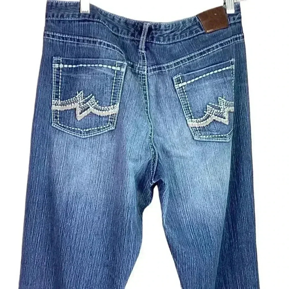 Maurices Mid Rise Women 11 12 X Long Bootcut Jeans Stretch Embroidery Med Blue - Picture 7 of 8